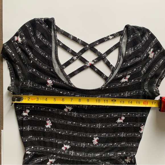 Disney Hot Topic Aristocats Marie Cat Piano Music Notes Skater Fit Flare Dress. - Picture 7 of 10